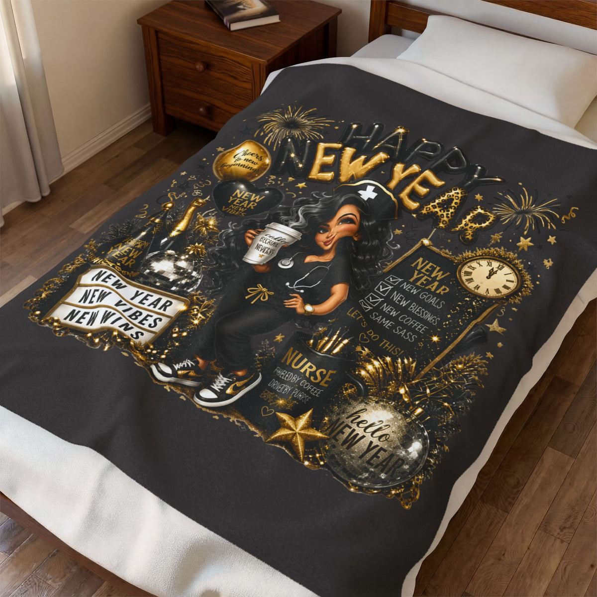 SASSY NEW YEAR NURSE Velveteen Plush Blanket
