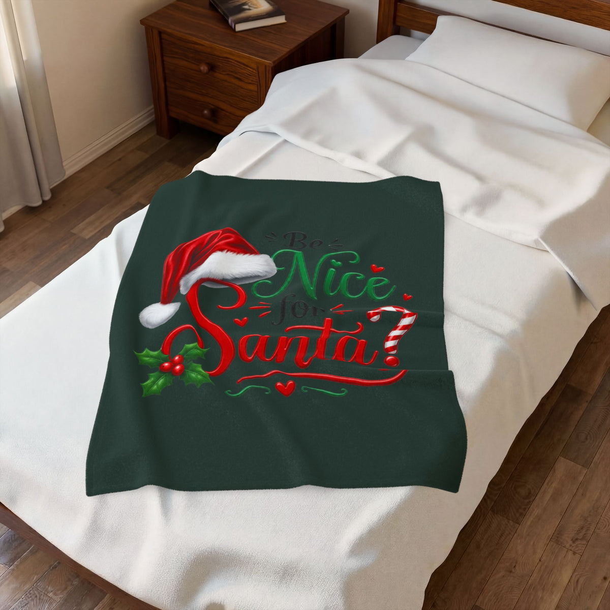 BE NICE TO SANTA Velveteen Plush Blanket