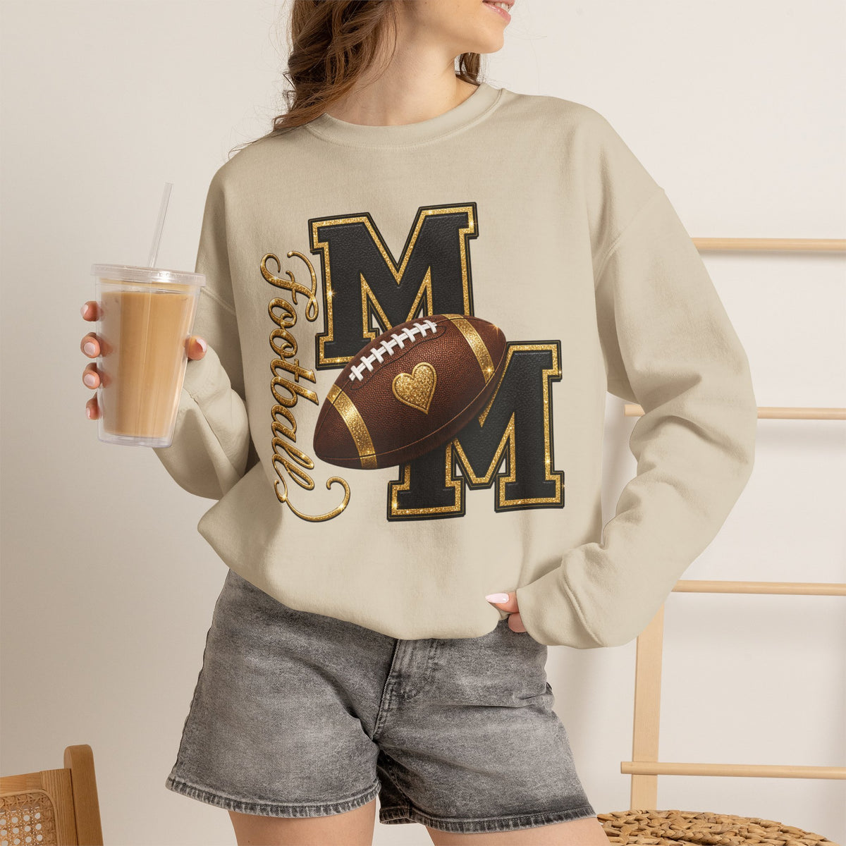  FOOTBALL MOM Heavy Blend Crewneck Sweatshirt