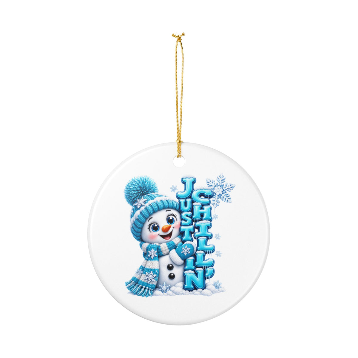 Cute Snowman Ceramic Decoration Ornament, (1pc)