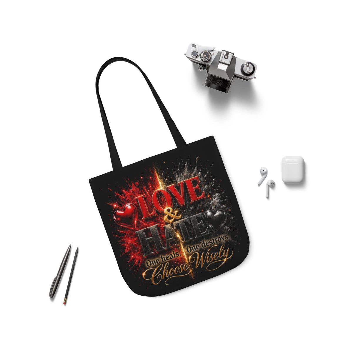 LOVEHATE Canvas Tote Bag 5-Color Straps