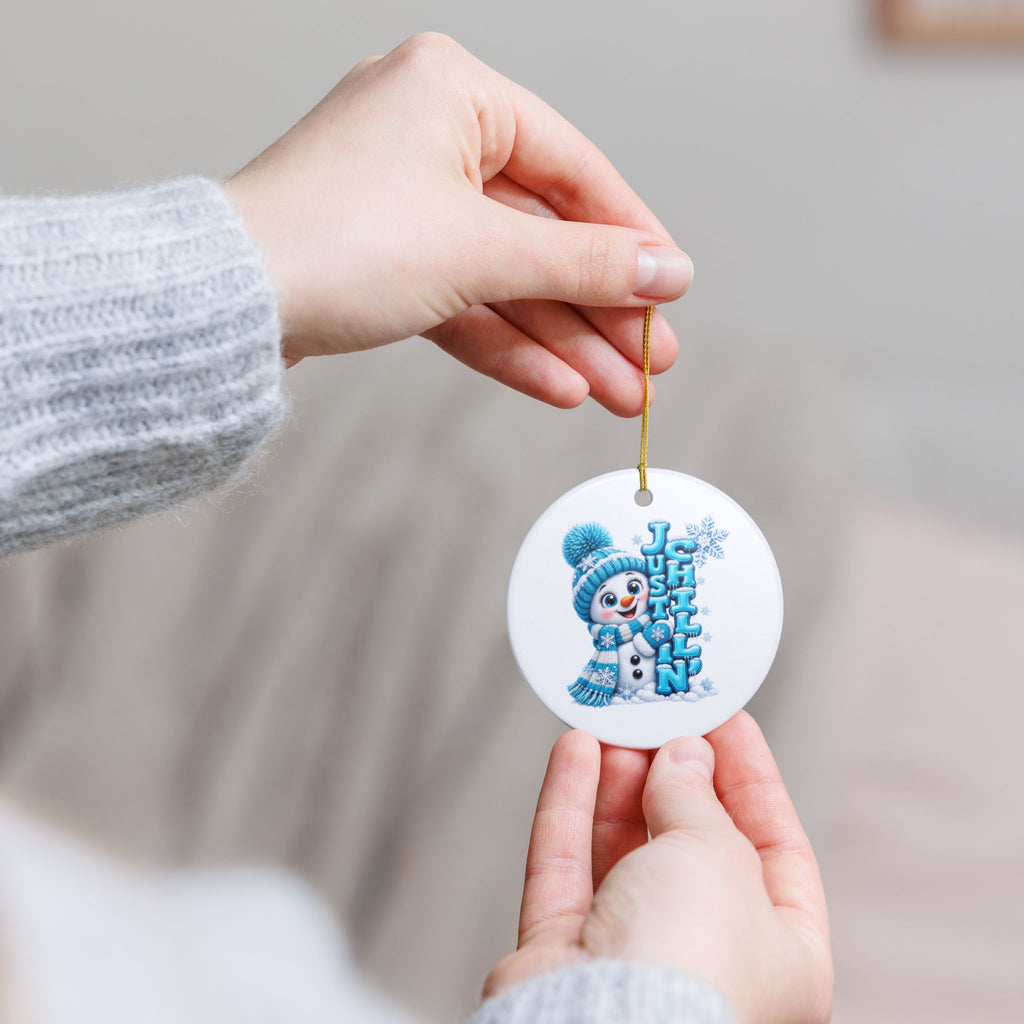 Cute Snowman Ceramic Decoration Ornament, (1pc)