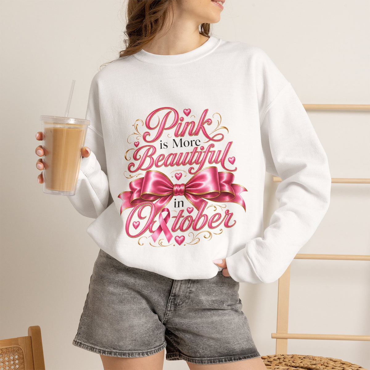 PINK BEAUTIFUL OCTOBER Crewneck Sweatshirt