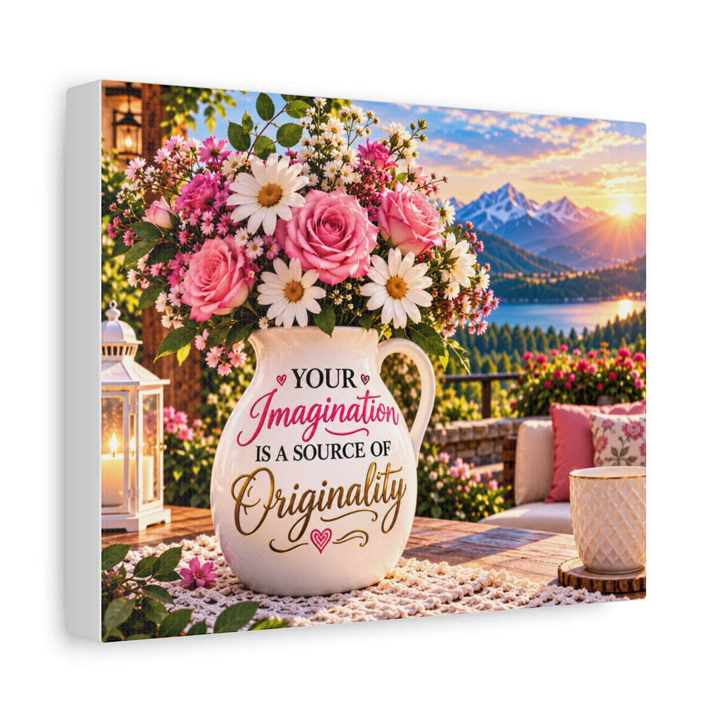 Your Imagination Is a Source of Originality – Inspirational Floral Canvas Wall Art