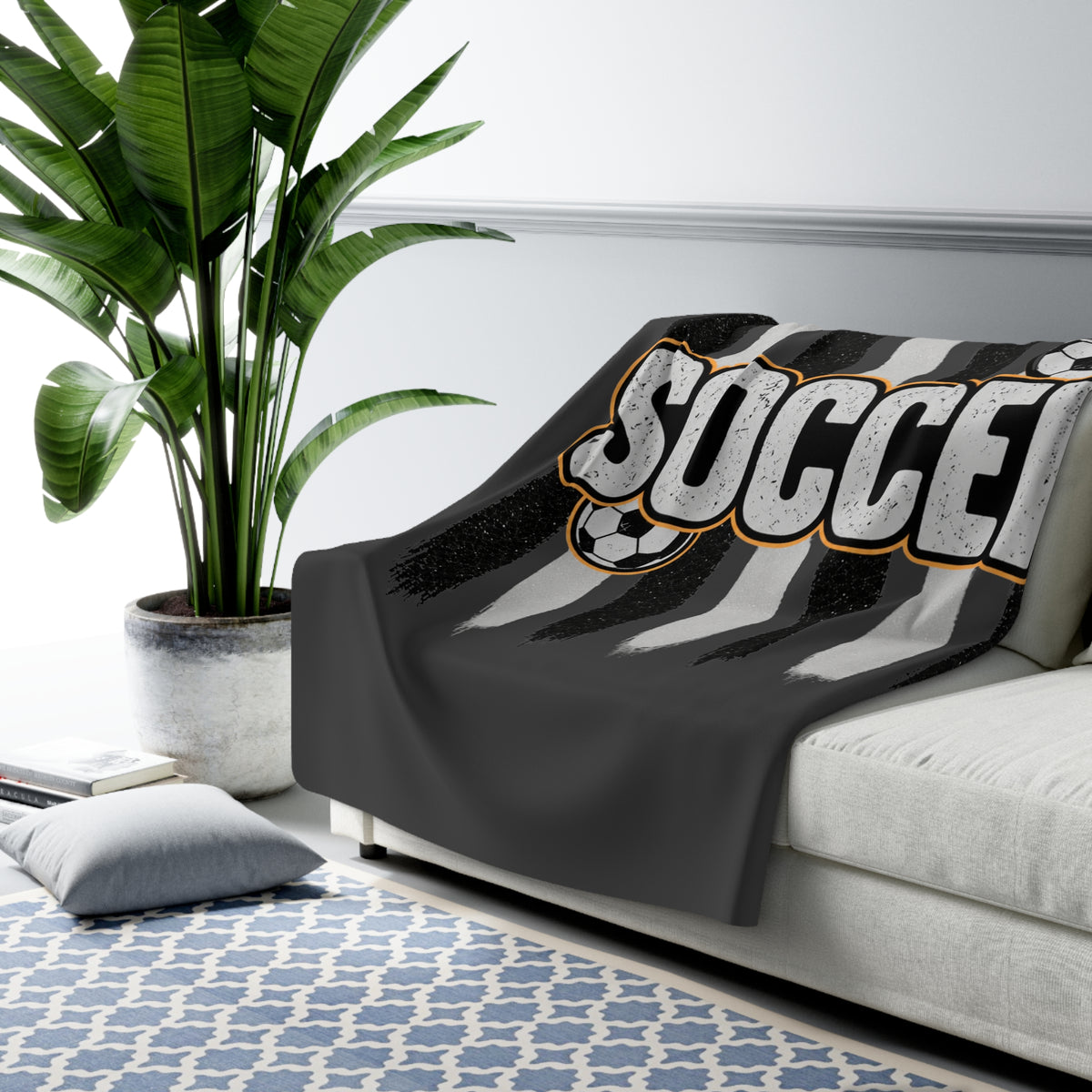MEN SOCCER BLANKET Sherpa Fleece Blanket