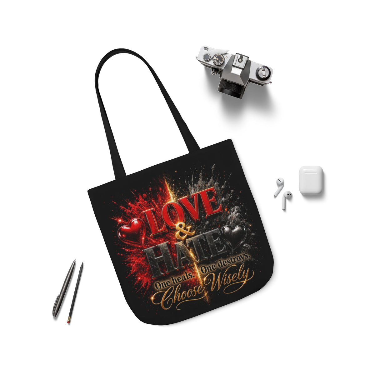 LOVEHATE Canvas Tote Bag 5-Color Straps