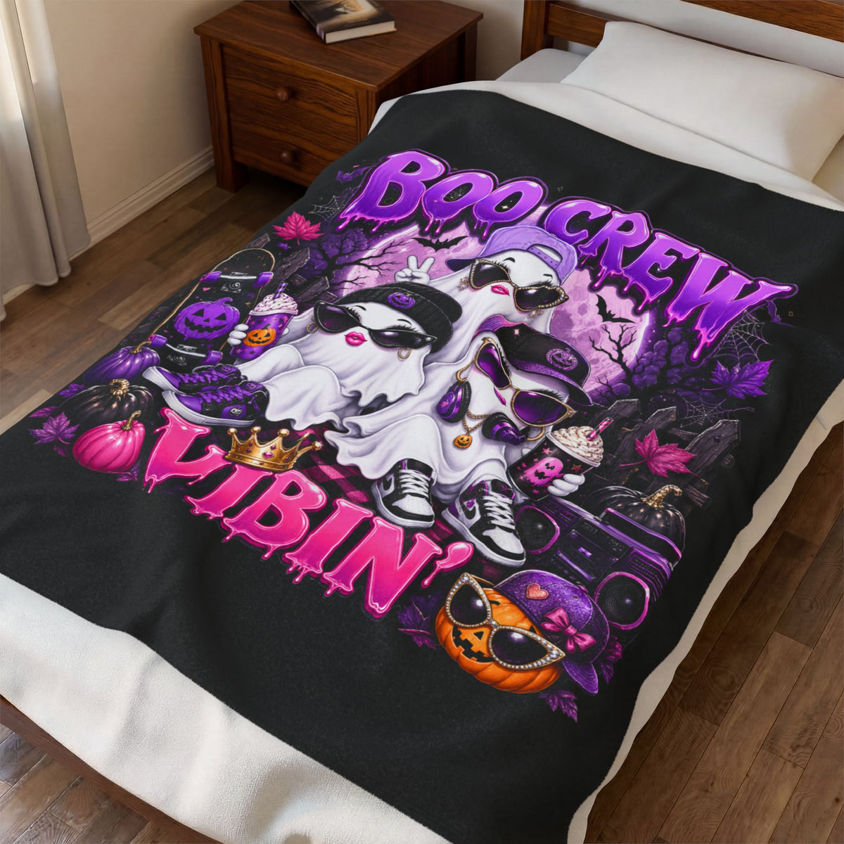 BOO CREW VIBIN Velveteen Plush Blanket
