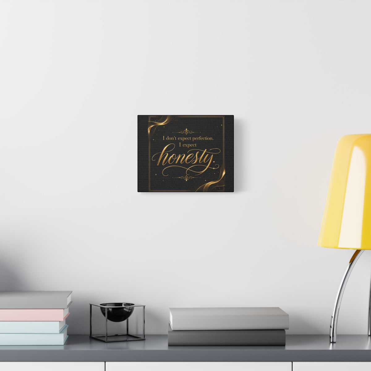 I Don't Expect Perfection, I Expect Honesty – Elegant Black & Gold Inspirational Canvas Wall Art