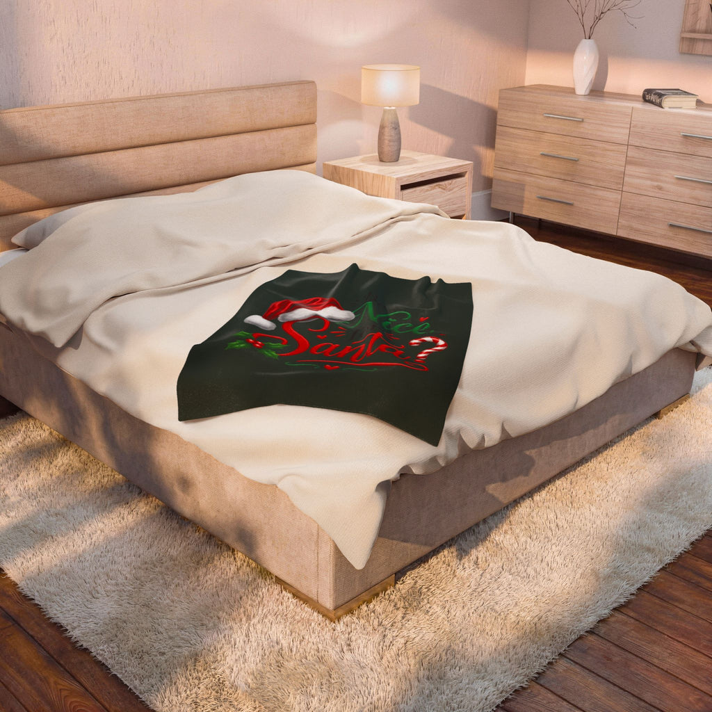 BE NICE TO SANTA Velveteen Plush Blanket
