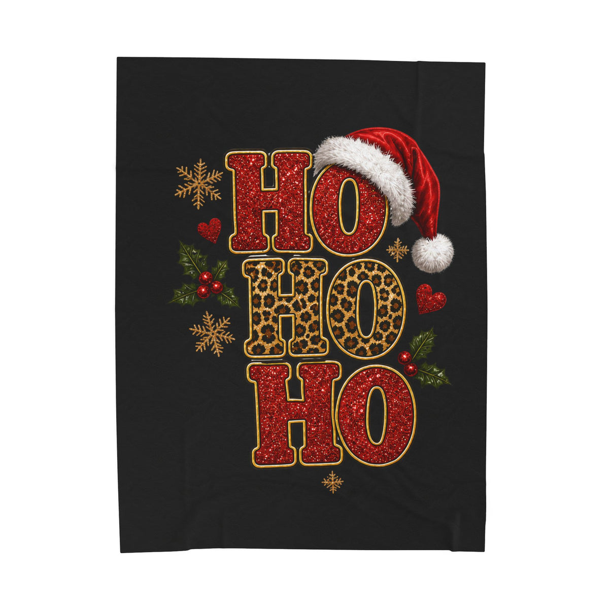 HOHOHO CHRISTMAS Velveteen Plush Blanket