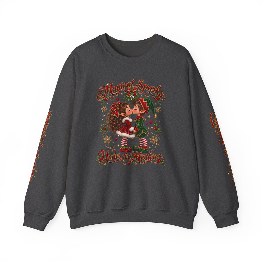 Magical Sparks Under the Mistletoe Elf Couple Holiday Sweater