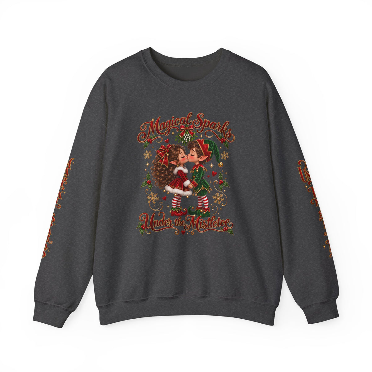 Magical Sparks Under the Mistletoe Elf Couple Holiday Sweater