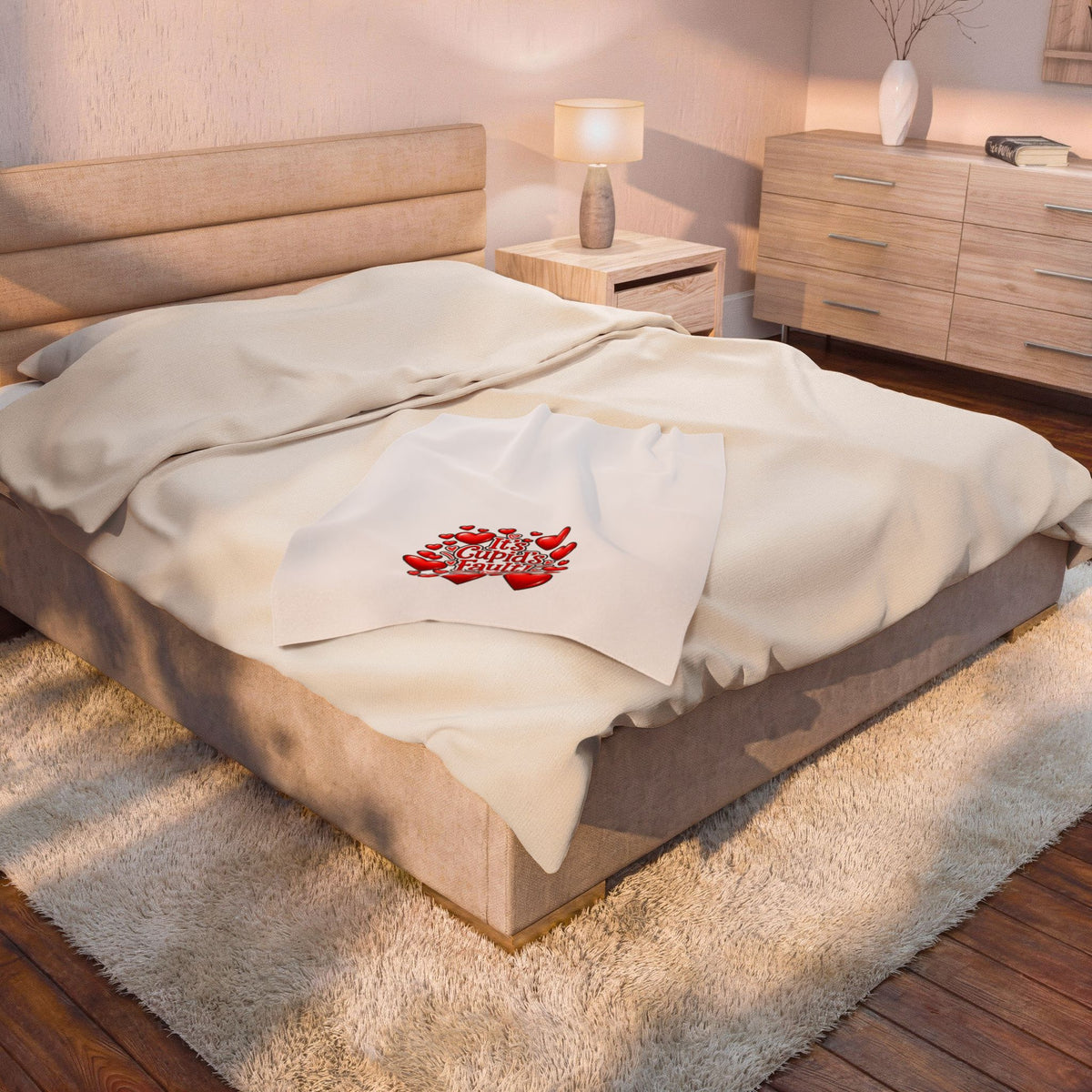 IT'S CUPID'S FAULT Velveteen Plush Blanket