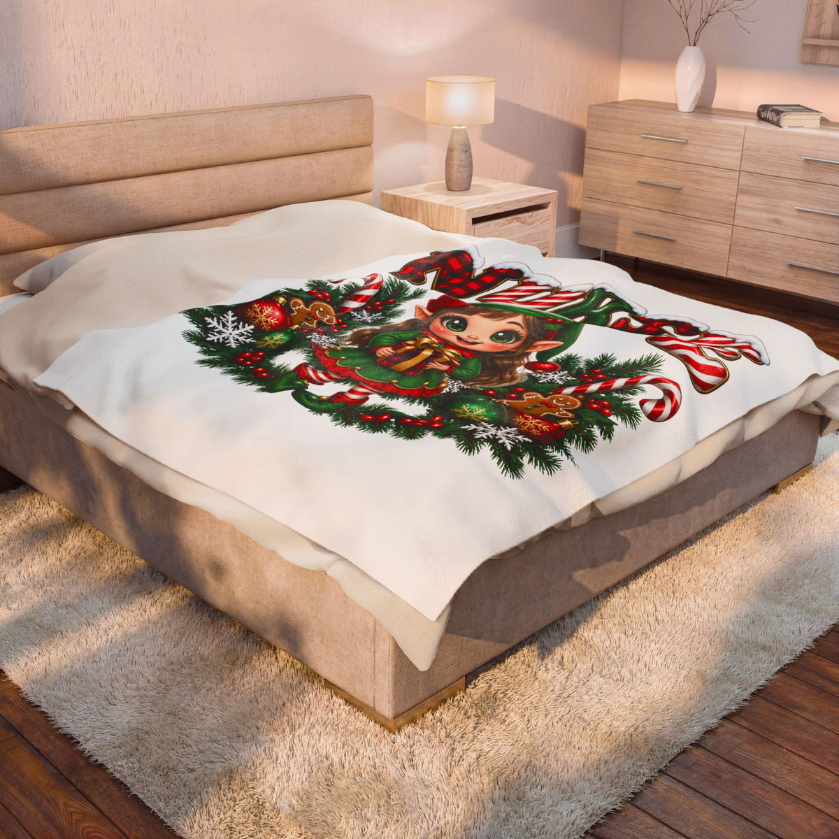 CHRISTMAS ELF Velveteen Plush Blanket