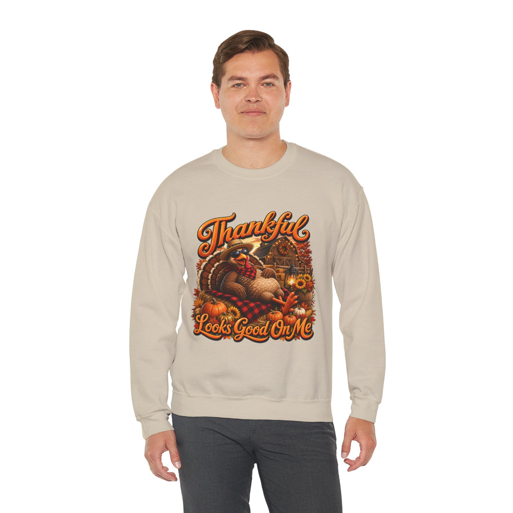 THANKFUL LOOKS GOOD ON ME Crewneck Sweatshirt