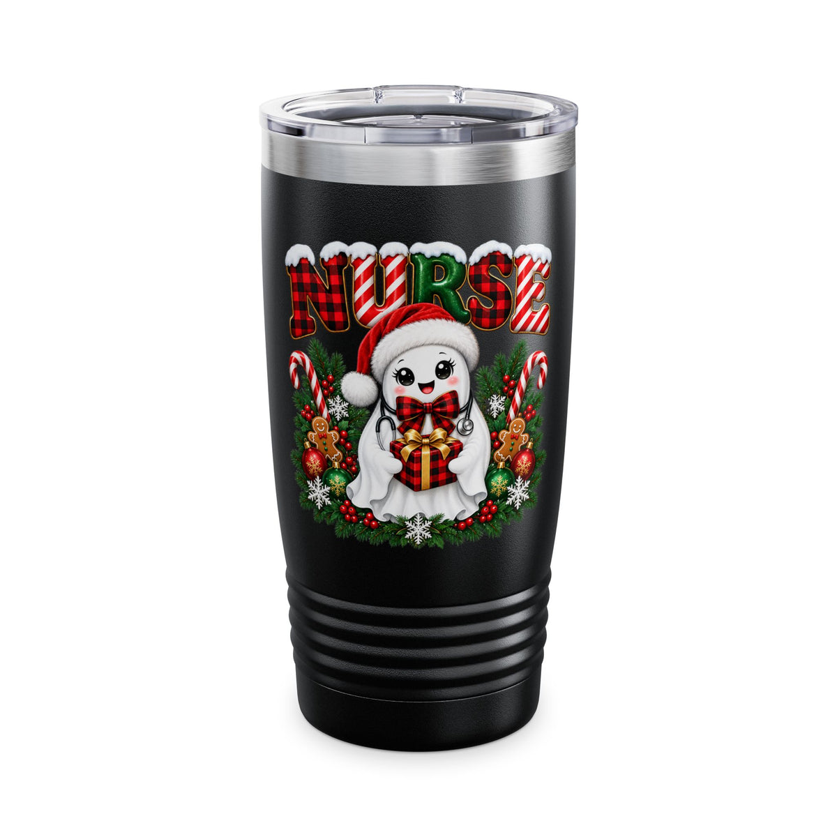 NURSE CHRISTMAS GHOST COFFEE Ringneck Tumbler, 20oz