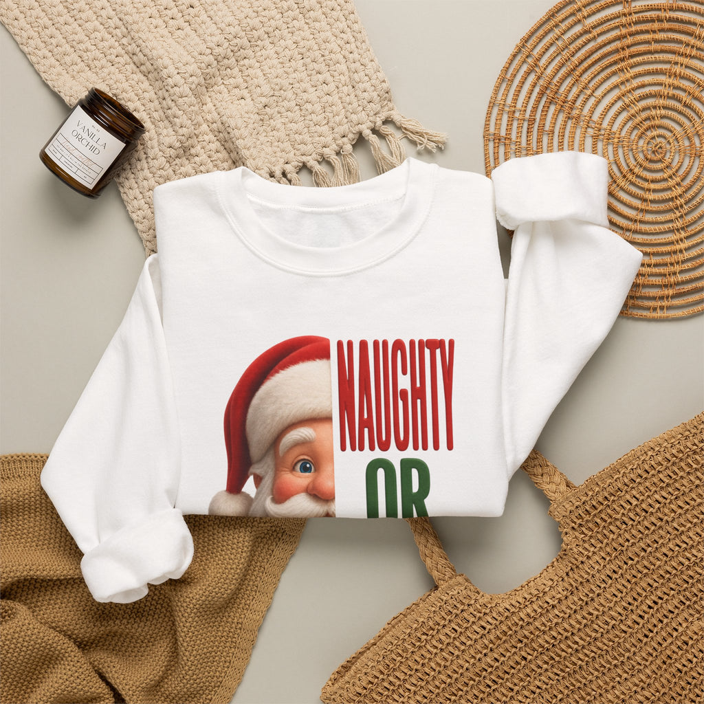 NAUGHTY OR NICE SANTA Unisex Heavy Blend Crewneck Sweatshirt 