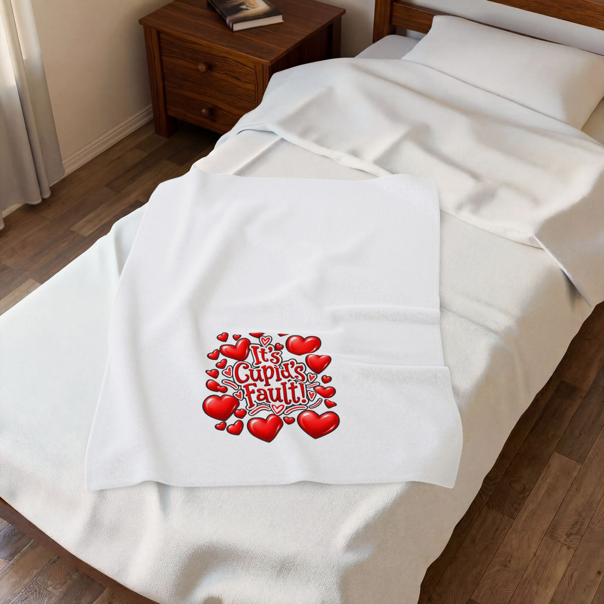 IT'S CUPID'S FAULT Velveteen Plush Blanket