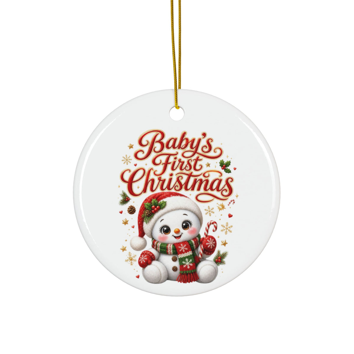 BABY'S FIRST CHRISTMAS Decorative Ceramic Ornaments, Double-Sided (1pc, 3pcs, 5pcs, 10pcs)