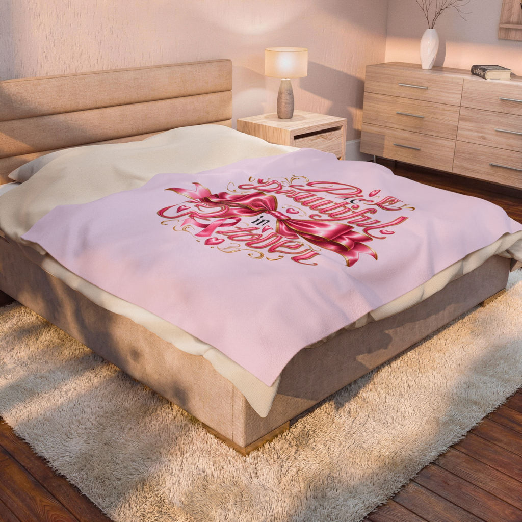 PINK BEAUTIFUL OCTOBER Velveteen Plush Blanket